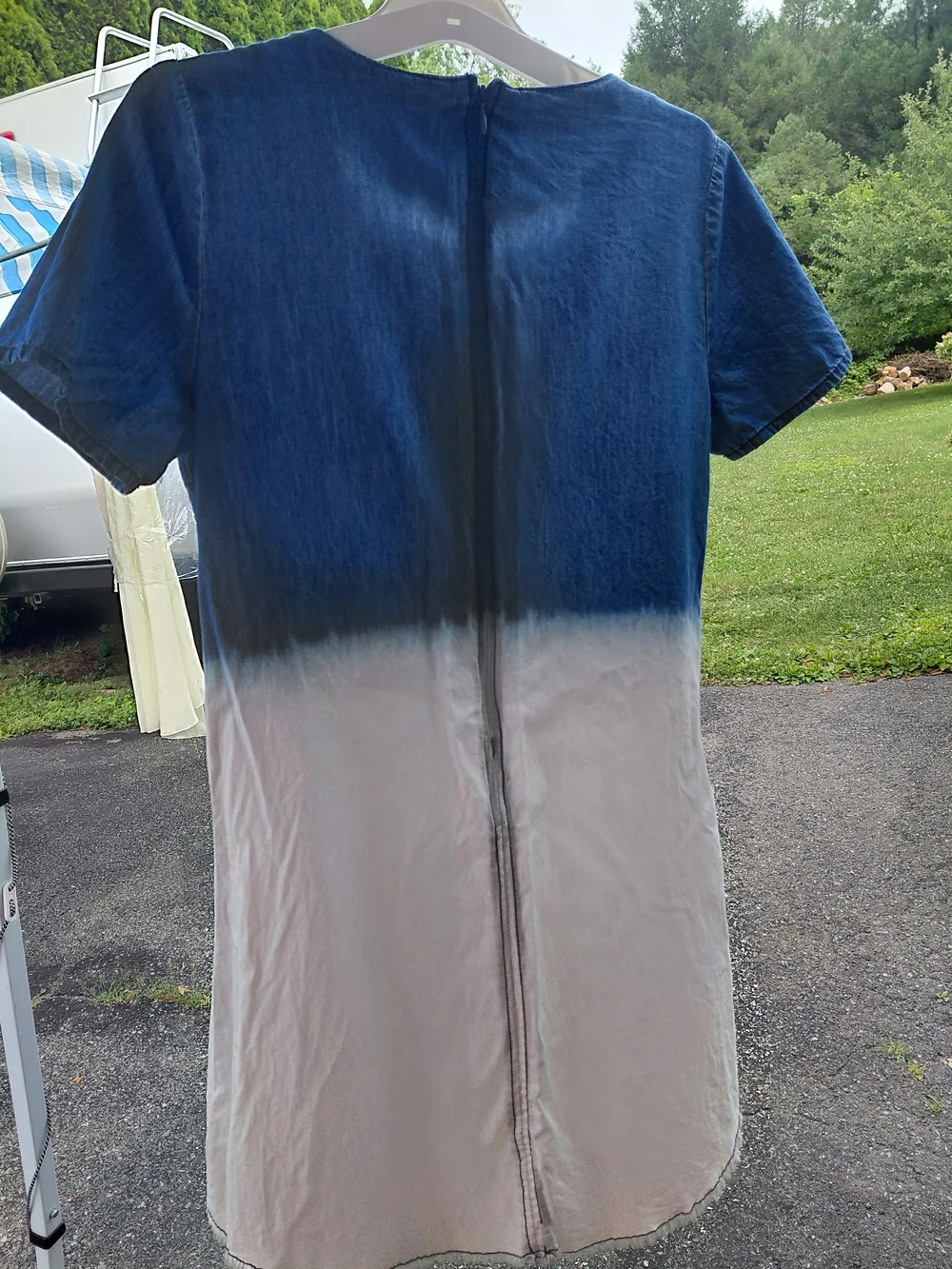 Justice Lace-Up Dip-Dye Dress in Navy and Cream
